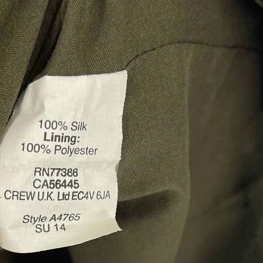 Madewell 100% Silk Lookout Skirt Olive Green‎ Women’s Size Medium